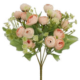 Huitich artificial peony bouquet with soft pink blooms and green leaves for flower decor